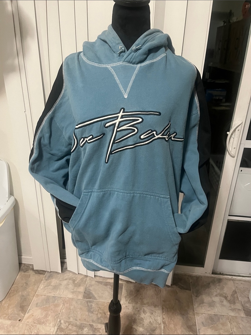 Joe Boxer Teal and Black Hooded Pullover with Script Logo
